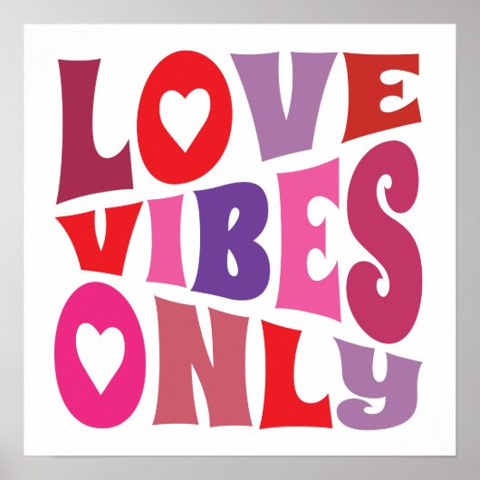 ラブビーズオンリーはっきりしたタイポグラフィレッドピンクパープル ポスター (正面)