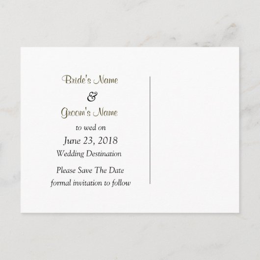 ラブビーチ結婚式テーマ日付の保存 案内ポストカード (裏面)