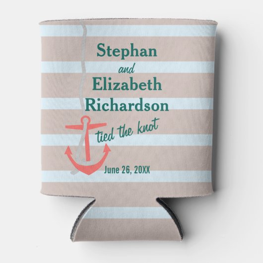 ラブビーパーソナライズされたシーいかり 缶クーラー (正面)