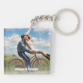 ラブビーブオンリーレッドピンクカップル写真タイポグラフィ キーホルダー (裏面)