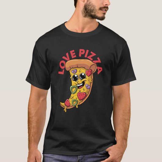 ラブピザイタリアンフードプンペローニピザ Tシャツ (正面)