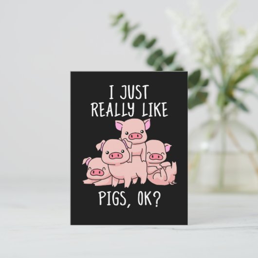 ラブピッグギフト女性ピグギフト豚かわいい豚 ポストカード (スタンド正面)