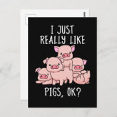 ラブピッグギフト女性ピグギフト豚かわいい豚 ポストカード (正面/裏面)