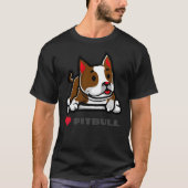 ラブピットブル顔マスク洗えるマスク犬の恋人ファ Tシャツ (正面)