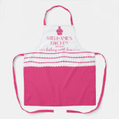 ラブピパーソナライズされたンク付きカップケーキネームベーキング エプロン (正面)