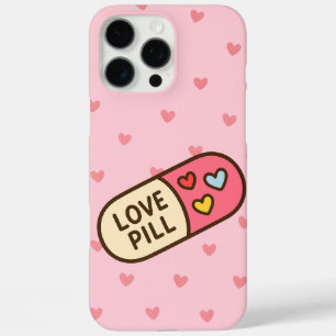 ラブピルカートゥーンステッカー – かわいいカプセルとHear iPhone 16 Pro Maxケース