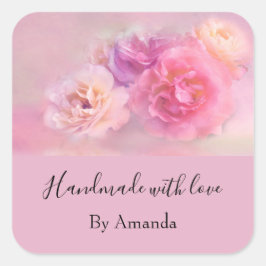 ラブピンクかわいらしカーネーションで手作り スクエアシール