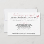 ラブピンクで手作りありがとうキャンドル気に ノートカード (裏面)