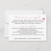 ラブピンクで手作りありがとうジュエリー気に ノートカード (裏面)