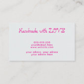 ラブピンクで手作りのシルバーヤーンクロシェ針 名刺 (裏面)