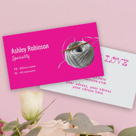 ラブピンクで手作りのシルバーヤーンクロシェ針 名刺