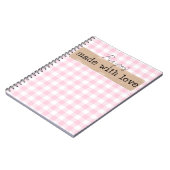 ラブピンクとホワイトチェックで作られる ノートブック (左側)