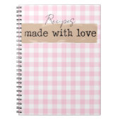 ラブピンクとホワイトチェックで作られる ノートブック (正面)