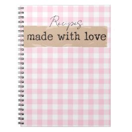 ラブピンクとホワイトチェックで作られる ノートブック
