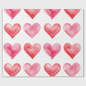 ラブピンクと赤の水色のハートパターン ラッピングペーパー (フラット)