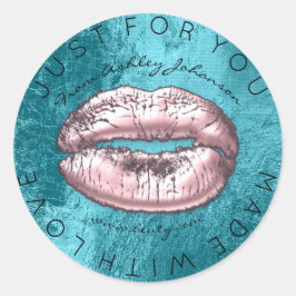 ラブピンクのキスターコイズメイクアップ唇で作られる ラウンドシール