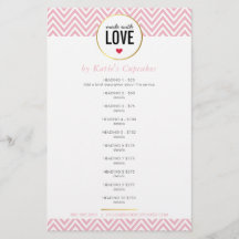 ラブピンクのシェブロンモダンで作った価格表