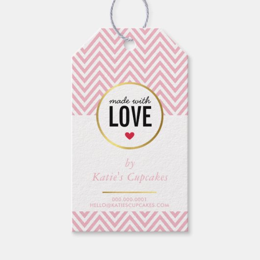 ラブピンクのシボロンを使用したビジネス用包装 ギフトタグ (正面)