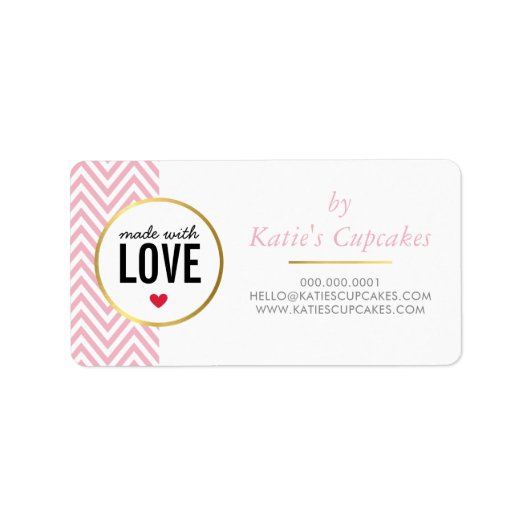 ラブピンクのシボロンを使用したビジネス用包装 ラベル (正面)