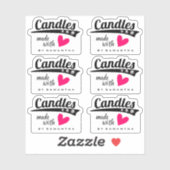 ラブピンクのハートキャンドルで作られた白黒 シール (シート)