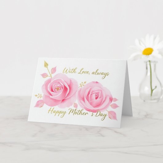 ラブピンクのバラと母の日ママ カード (小さな植物)