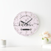 ラブピンクのベーカリー模様のキッチンで作られる ラージ壁時計 (ホーム)