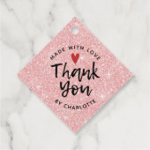 ラブピンクの手作りありがとうグリッター フェイバータグ (裏面)