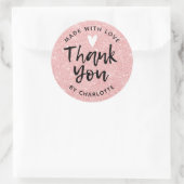 ラブピンクの手作りありがとうグリッター ラウンドシール (バッグ)