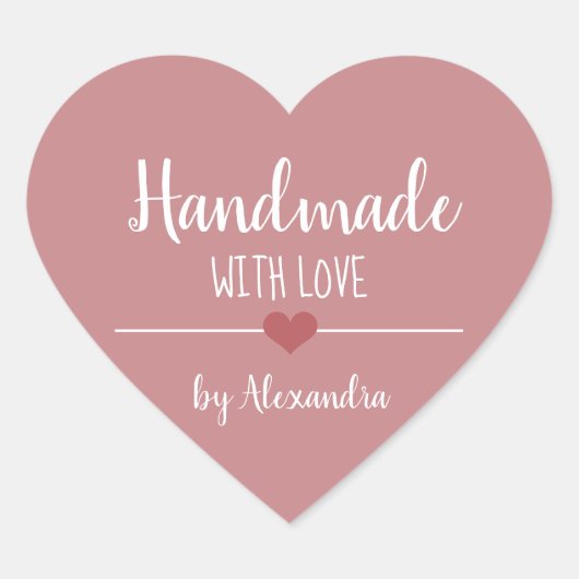 ラブピンクの手作りヴィンテージ ハートシール (正面)