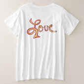 ラブピンクの魅惑的な感動的アートシャツ プラスサイズTシャツ (デザイン裏面)