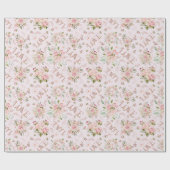 ラブピンクウォーターカラーバララッピングPa ラッピングペーパー (フラット)