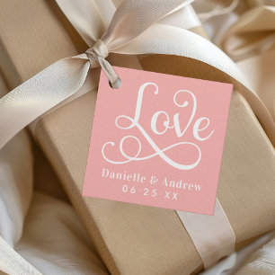 ラブピンクエレガントク書道の結婚モノグラム フェイバータグ