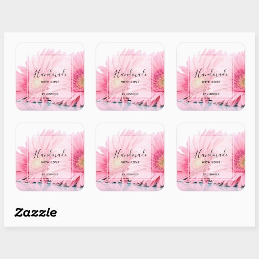 ラブピンクガーベラデイジーで手作り スクエアシール (シート)