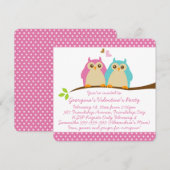 ラブピンクキッズバレンタインのスウィートフールズパーティー 招待状 (正面/裏面)