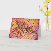 ラブピンクグラマラスなグリッターグリーティングカードまたはノートカード カード (黄色い花)