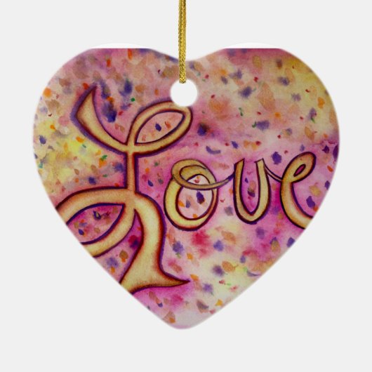 ラブピンクグラマラス絵画アートオーナメント セラミックオーナメント (裏面)
