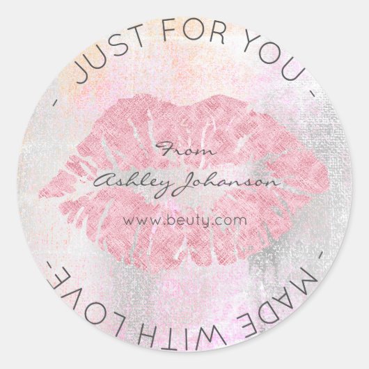 ラブピンクグランギー灰色メイクアップリップキス ラウンドシール (正面)