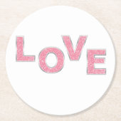 ラブピンクグリッター ラウンドペーパーコースター (正面)