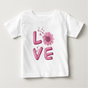 ラブピンクサンフラワーベビーTシャツ ベビーTシャツ