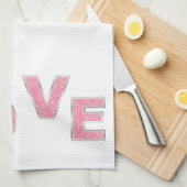 ラブピンクシルバーグリッター キッチンタオル (四つ折り)