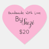 ラブピンクシンプルハート価格ラベル ハートシール (正面)