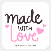 ラブピンクスクウェアパーソナライズされたステッカー付き6 スクエアシール (正面)