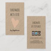 ラブピンクハート |クラフト紙 素朴 名刺 (正面/裏面)