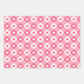 ラブピンクバレンタインハートパターン ラッピングペーパーシート (正面3)
