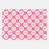 ラブピンクバレンタインハートパターン ラッピングペーパーシート (正面)