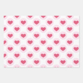 ラブピンクバレンタインハートパターン ラッピングペーパーシート (正面3)