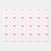 ラブピンクバレンタインハートパターン ラッピングペーパーシート (正面2)