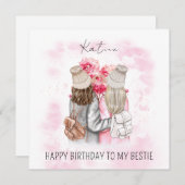 ラブピンクパーソナライズされたツリーforベスティー シーズンカード (正面/裏面)