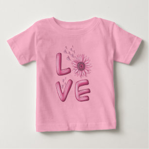 ラブピンクヒマワリ ベビーTシャツ