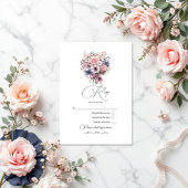 ラブピンクファンシークボウとパステルブーケ結婚ーズ 出欠カード